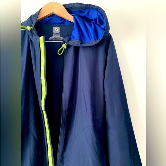 ❗️CLEAROUT❗️AERIE FIT navy water repellent lined HOODED JACKET **ZIPPER ISSUE** - Picture 3 of 7
